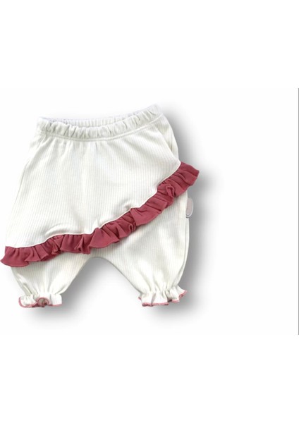 Çiçek Nakışlı Roman Şalvar Bandanalı Kısa Kollu Sweat 3lü Kız Çocuk Takımı Nar Çiçeği