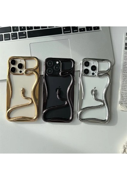 Apple iPhone 15 Pro Uyumlu Kılıf Zebana 3D Snake Silikon Kılıf Siyah indirimleri