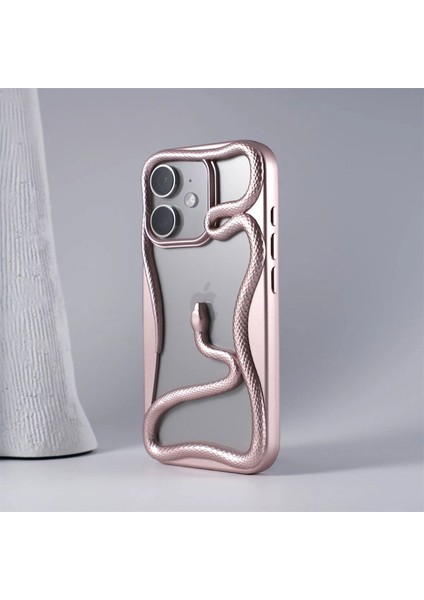 Apple iPhone 11 Uyumlu Kılıf Zebana 3D Snake Silikon Kılıf Rose Gold