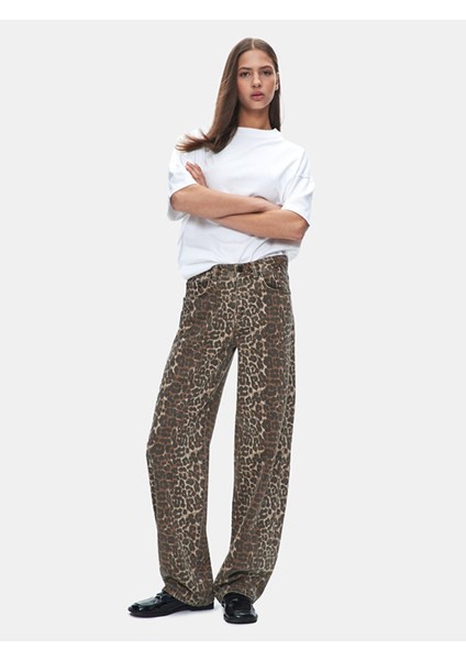 Kadın Larrıe Leopar Baggy Jean Pantolon