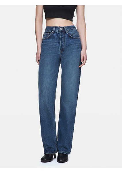Kadın Vanetta Düz Paça Yüksek Bel Jean Pantolon fiyatları