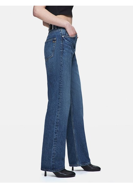 Kadın Vanetta Düz Paça Yüksek Bel Jean Pantolon fırsatları