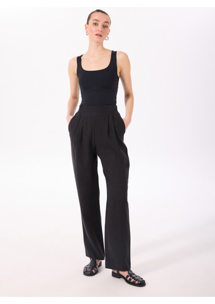 Siyah Kadın Flare Pantolon F5SL-PNT0052