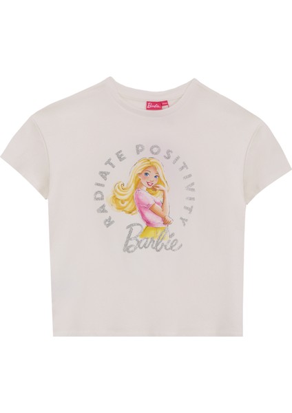 Ekru Kız Çocuk Baskılı T-Shirt BRB5SG-TST6425