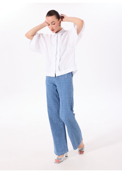 Beyaz Kadın Loose Fit Gömlek F5SL-GML0063 fiyatları