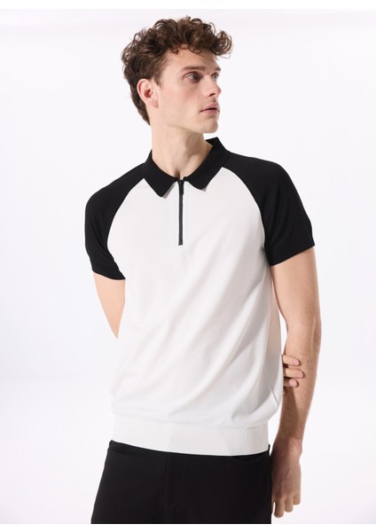 Beyaz Erkek Polo Yaka Basic Kazak F5SM-KZK 2073