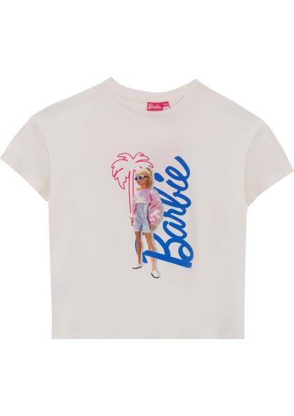 Ekru Kız Çocuk Baskılı T-Shirt BRB5SG-TST6022