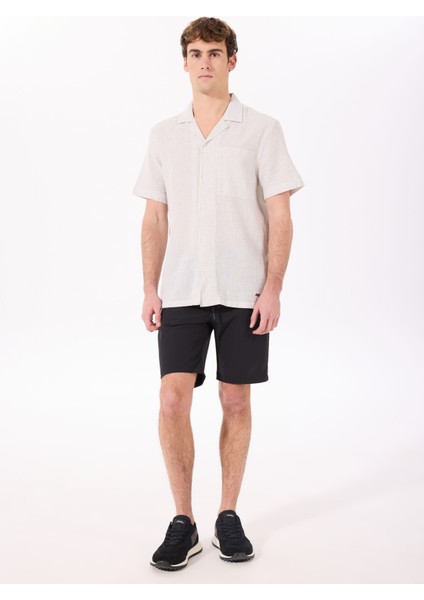 Ekru-Gri Erkek Apaş Yaka Relaxed Çizgili Gömlek J5SM-GML7298 fiyatları