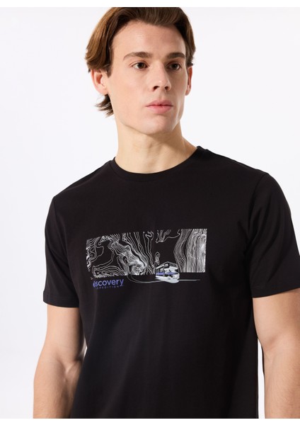 D5SM-TST3750 Siyah Bisiklet Yaka Relaxed Fit Baskılı T-Shirt