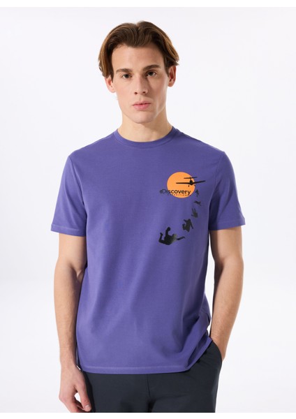 D5SM-TST3773 Mor Bisiklet Yaka Relaxed Fit Baskılı T-Shirt modelleri