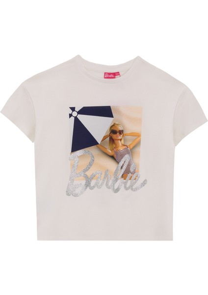 Ekru Kız Çocuk Baskılı T-Shirt BRB5SG-TST6012