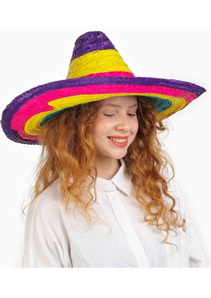 Sombrero Meksika Şapkası Renkli Örme Hasır Çocuk Boy modelleri