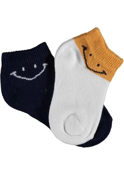 Smile 2'li Yaş Patik Çorap Ekru Lacivert