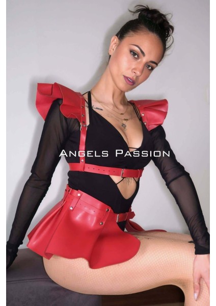 Deri Elbise Harness, Mini Deri Etek, Deri Elbise Etek Harness - BRF1001