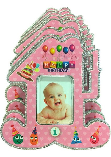 - 25 Adet Plastik 1 Yaş Mini Fotoğraf Çerçevesi Pembe 11