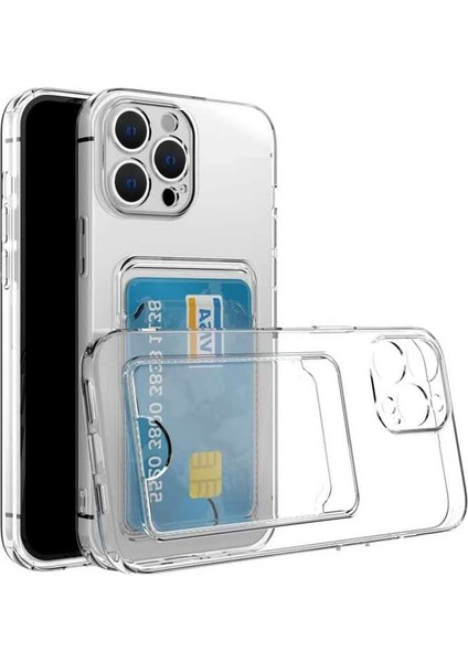 iPhone 16 Pro Max Kılıf Cardy Şeffaf Kartlık Cepli Kapak