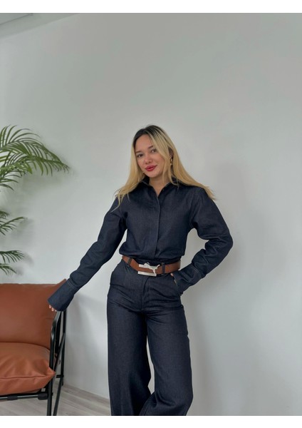 Kadın Denim Gömlek Mavi