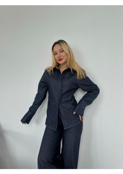 Kadın Denim Gömlek Mavi fırsatları
