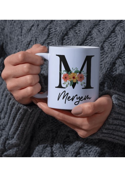 Kupa Bardak Kişiye Özel M Harfli Isimli Kupa Bardak Kahve Hediye Seti Kutupkitap