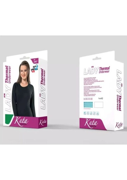 Kadın Termal Uzun Kollu Üst İçlik Battal Boy Siyah