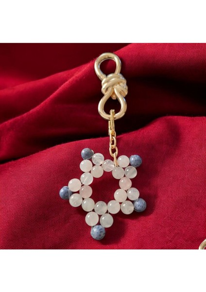 Doğaltaş Yıldız ve Metal Düğüm Temalı Çanta Charm(Bag Charm)