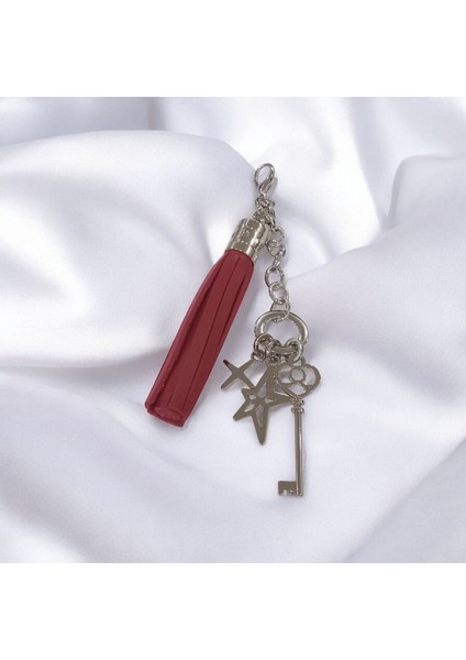 Deri Püskül ve Metal Çanta Charmı&anahtarlık(2'li Set)