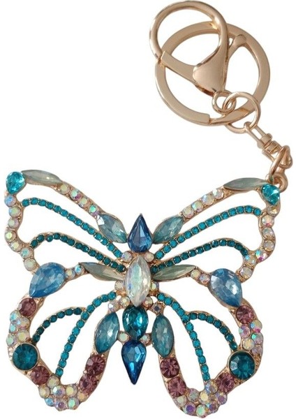 Taşlı Kelebek Temalı Çanta Charmı