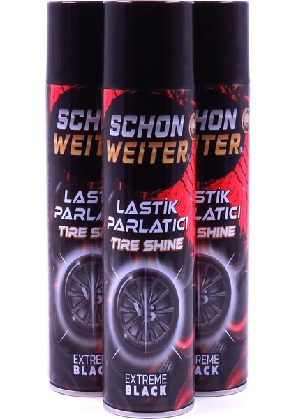 3'lü Avantaj Set, Lastik Parlatıcı 500ML, Aerosol Sprey, Parlak ve Korunmuş Görünüm, Şeffaf Tabaka