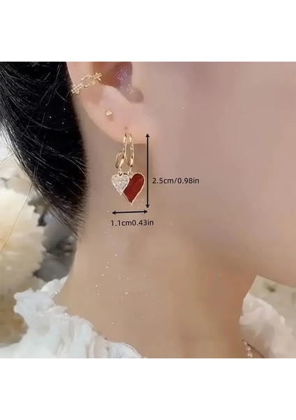Glamour Çift Kalp Sallantılı Küpeler fırsatları