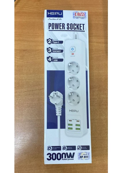 HP-H11 3'lü 2mt 4usb-A 2type-C Hızlı Şarjlı Akım Korumalı Priz indirimleri