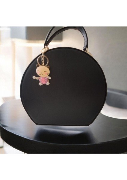 Taşlı Şans Kedisi Temalı Çanta Charmı