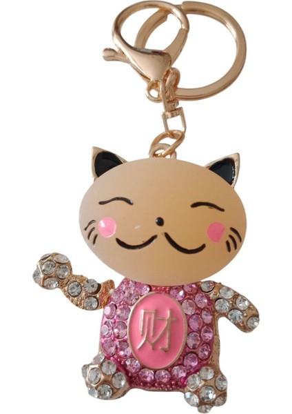 Taşlı Şans Kedisi Temalı Çanta Charmı fiyatları