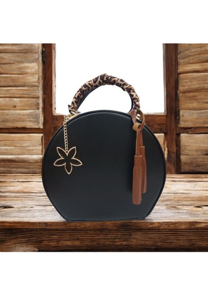 Gerçek Deri Püskül ve Gold Çiçek Çanta Charmı&anahtarlık(2'li Set)