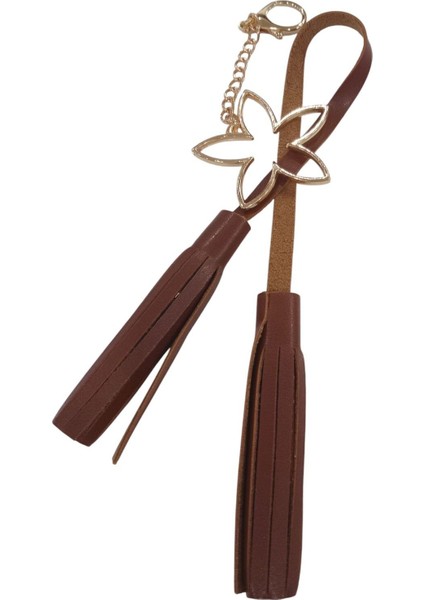 Gerçek Deri Püskül ve Gold Çiçek Çanta Charmı&anahtarlık(2'li Set) modelleri