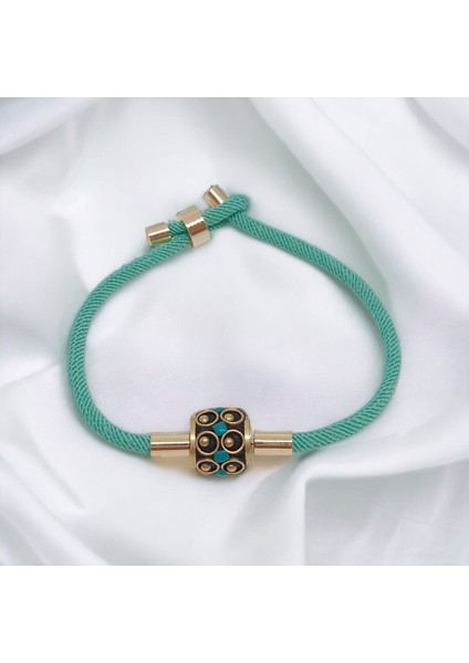 El Yapımı Tibet Boncuğu Asansör Kapama Bileklik Siyah