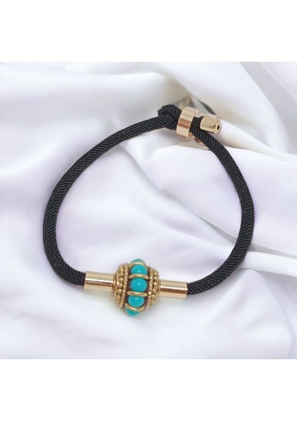 El Yapımı Tibet Boncuğu Asansör Kapama Bileklik Siyah