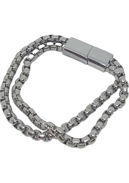 Zr Tasarım Gümüş Kaplama Çiftli Çelik Bileklik fiyatları