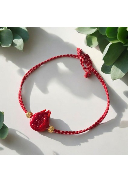 Cam Murano Nar Bileklik(Marteniçka Ip Ile)