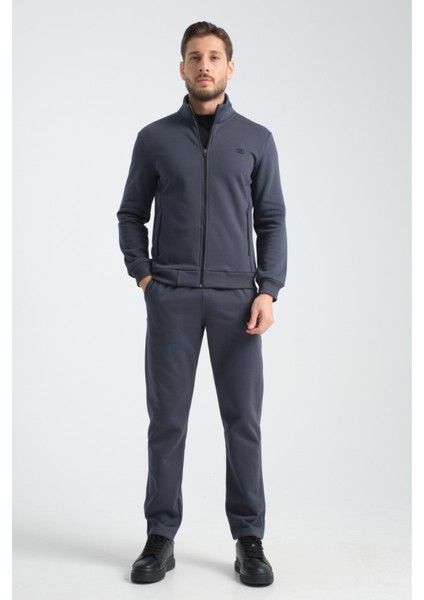 Duman Gri Kışlık Erkek Eşofman Takımı Thermosoft Teknolojisi Içi Kuzu Görünümlü Regular Kalıp