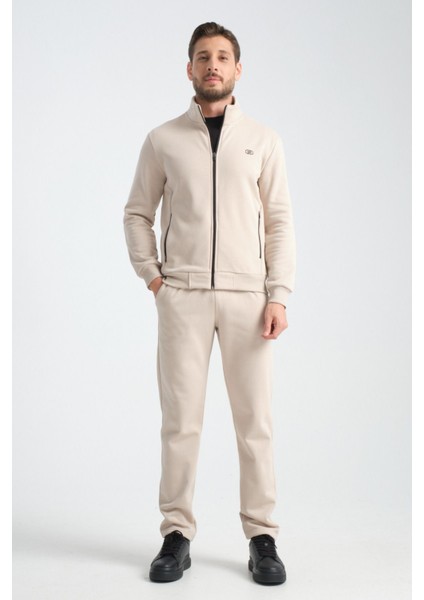 Bej Kışlık Erkek Eşofman Takımı Thermosoft Teknolojisi Içi Kuzu Görünümlü Regular Kalıp indirimleri