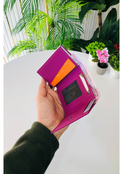 Unisex Mat Lila Deri Otomatik Mekanizmalı Kişiye Özel Kartlık Cüzdan indirimleri