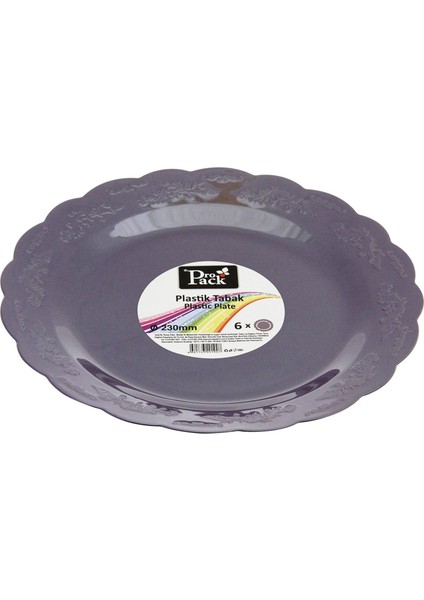 23 cm Kristal Tabak Mor 6'lı