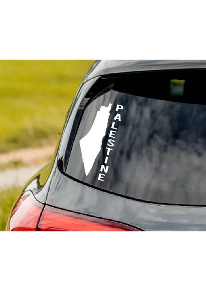 Filistin Harita Araba Arka Cam Sticker Etiket 25CM Beyaz Renk