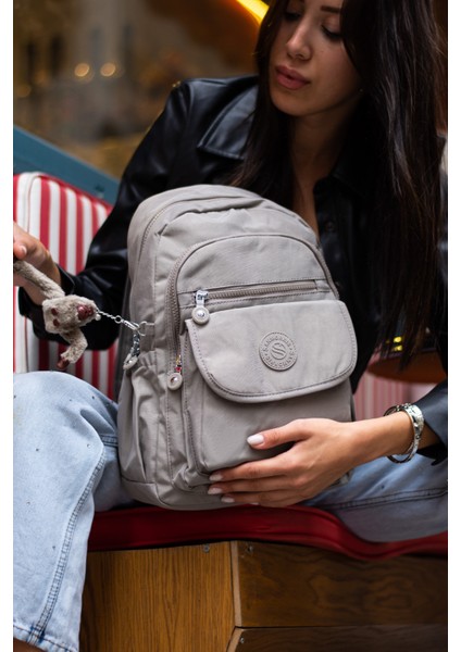 Sanmorris Unisex Suya Dayanıklı Paraşüt Kumaş Çok Gözlü Ön Cepli Ayarlanabilir Askılı Sırt Çantası