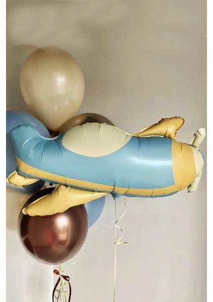 Retro Uçak Folyo Balon Mavi modelleri