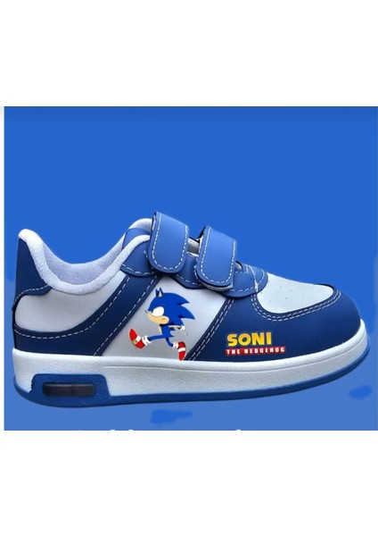Mavi Işıklı Sonico Baskılı Çocuk Spor Ayakkabı SNEAKER(31-35NUMARA Ağırlığı Işıklı Değildr)