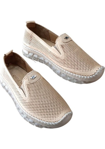 22385 Kadın Deri Comfort Casual Ayakkabı Bej