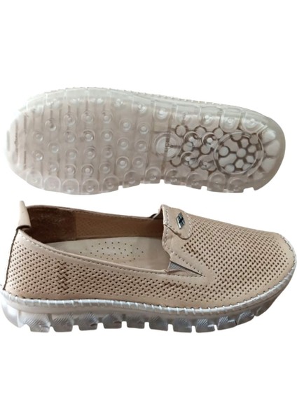 22385 Kadın Deri Comfort Casual Ayakkabı Bej