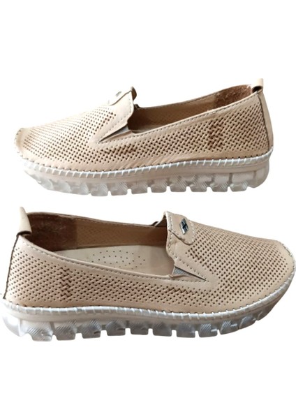 22385 Kadın Deri Comfort Casual Ayakkabı Bej