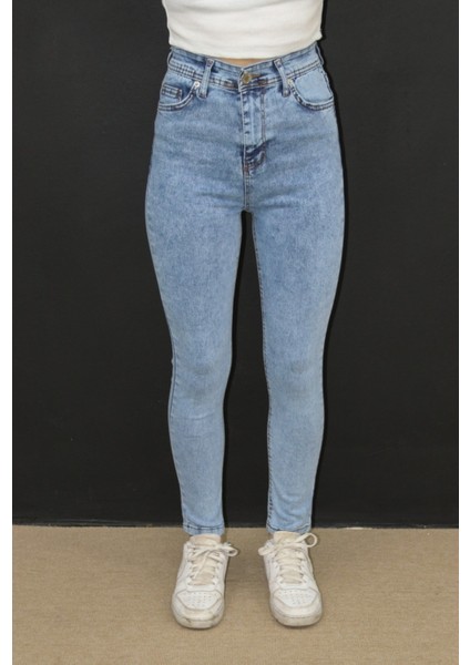 Mavi Slim Fit Bayan Kot Pantolon – Yüksek Bel, Likralı Esnek Jean